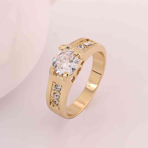 jewerly anillos 18K GP one white stone 18k color party wedding rings girl Jewelry Rings55 ELY