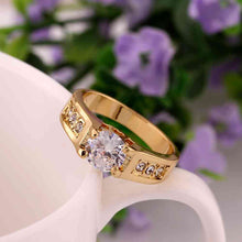 jewerly anillos 18K GP one white stone 18k color party wedding rings girl Jewelry Rings55 ELY