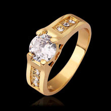 jewerly anillos 18K GP one white stone 18k color party wedding rings girl Jewelry Rings55 ELY