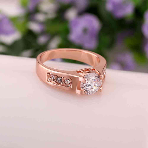 jewerly anillos 18K GP one white stone rose color party wedding rings girl Jewelry Rings549 ELY