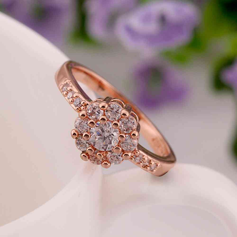 jewerly anillos 18K GP small flower rose color party wedding rings girl Jewelry Rings586 ELY