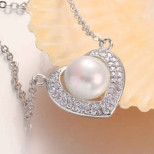 platinum plated necklaces simulated pearl in heart collares women necklaceNPLN 13 ELY