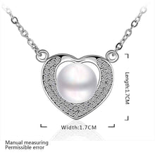 platinum plated necklaces simulated pearl in heart collares women necklaceNPLN 13 ELY
