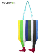 Funny Canvas Women Bag Contrast Color Stripe Shoulder Bags Handbags Women Famous Brands Bolsa Feminina Cutch Tote Bag sac a main ELY