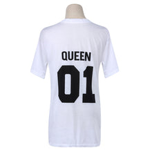 Funny Letter Print Couples Leisure Tops Sleeve O-Neck T-shirt 1STL ELY