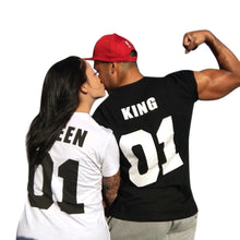 Funny Letter Print Couples Leisure Tops Sleeve O-Neck T-shirt 1STL ELY