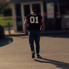 Funny Letter Print Couples Leisure Tops Sleeve O-Neck T-shirt 1STL ELY