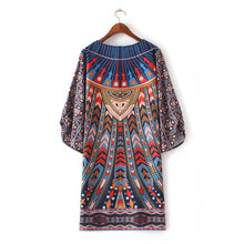 Geometric Retro Women Europe Chiffon Dress Loose Kimono Vestido De Festa Vintage Women Dress 1STL ELY