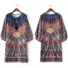 Geometric Retro Women Europe Chiffon Dress Loose Kimono Vestido De Festa Vintage Women Dress 1STL ELY