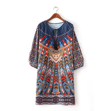 Geometric Retro Women Europe Chiffon Dress Loose Kimono Vestido De Festa Vintage Women Dress 1STL ELY