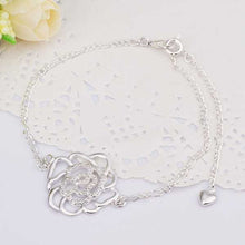 Girls Silver plated jewelry Inlaid Flower anklet bracelets bangles leg SMTA 27 ELY