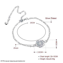 Girls Silver plated jewelry Insets flowers anklet bracelets bangles leg SMTA 2 ELY