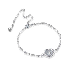 Girls Silver plated jewelry Insets flowers anklet bracelets bangles leg SMTA 2 ELY