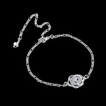 Girls Silver plated jewelry Insets flowers anklet bracelets bangles leg SMTA 2 ELY