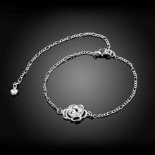 Girls Silver plated jewelry Insets flowers anklet bracelets bangles leg SMTA 2 ELY