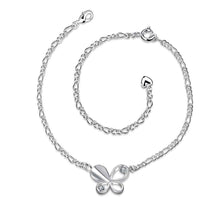 Girls Silver plated jewelry Solid Butterfly anklet bracelets bangles leg SMTA 21 ELY