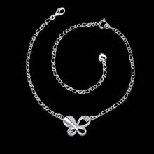 Girls Silver plated jewelry Solid Butterfly anklet bracelets bangles leg SMTA 21 ELY