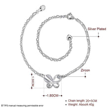 Girls Silver plated jewelry Solid Butterfly anklet bracelets bangles leg SMTA 21 ELY
