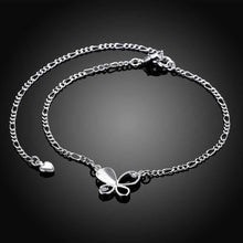 Girls Silver plated jewelry Solid Butterfly anklet bracelets bangles leg SMTA 21 ELY