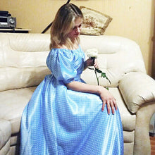 Graceful Womens Sexy Off Shoulder Long Blue Party Dresses Casual Short Sleeves Loose Full Length Princess Dress 1STL ELY