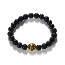 Grind Arenaceous Gold Lion Head MEN'S Charm Elastic Bracelet Healing Energy Beacelet Bangles 1STL ELY