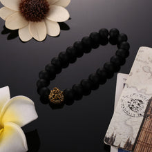 Grind Arenaceous Gold Lion Head MEN'S Charm Elastic Bracelet Healing Energy Beacelet Bangles 1STL ELY