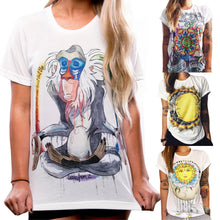 Women Short Sleeve Vintage Printed T Shirt Casual Loose Tee Cartoon Print T Shirt Women Blusa Crop Top 1STL ELY