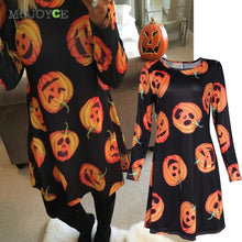 Halloween Lot Pumpkin Print Women Dress Vestidos Casual Long Sleeve O Neck Party Mini Dress Plus Size Dress ELY