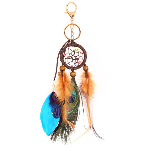 Handmade Dreamcatcher Feathers Car Wall Gift Keychain Dream Catcher Key Rings 1STL ELY