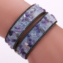 Handmade Gravel Stone Crystal Wristband Muiltilayer Bracelets Rhinestone Leather Braid Bangles Jewelry Feminina ELY
