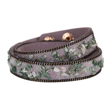 Handmade Gravel Stone Crystal Wristband Muiltilayer Bracelets Rhinestone Leather Braid Bangles Jewelry Feminina ELY