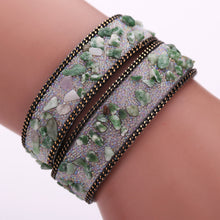 Handmade Gravel Stone Crystal Wristband Muiltilayer Bracelets Rhinestone Leather Braid Bangles Jewelry Feminina ELY