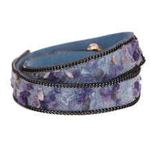 Handmade Gravel Stone Crystal Wristband Muiltilayer Bracelets Rhinestone Leather Braid Bangles Jewelry Feminina ELY