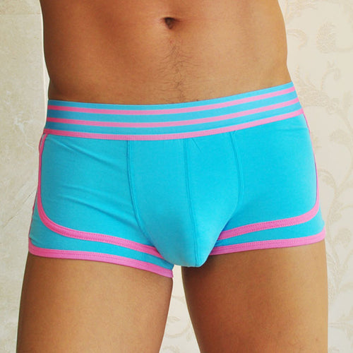 Blue Men's Sexy Boxer Shorts Thong Underwear Pouch Trunks Underpants Body Sculpting Breathable Boxer ELY