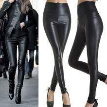 High Waisted Women's Sexy Faux Leather Stretch Skinny Pants Slim Leggings Full Length Faux PU Leather Skinny Pants ELY