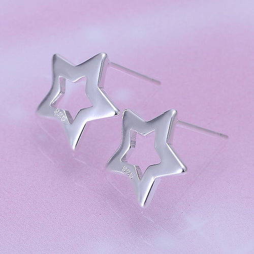 Hollow Star stud Earings silver plated jewelry earrings silver plated earrings 1 7 ELY