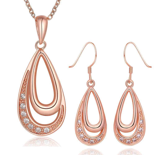 18K Gold Plating jewelry sets two crystal earrings+necklace Factory SMTPS398 ELY