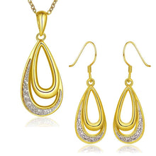 18K Gold Plating jewelry sets two crystal earrings+necklace Factory SMTPS398 ELY