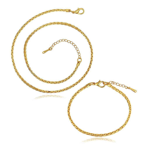 18k gold plated jewelry set skyrim chain necklace+bracelet joyas SMTPS415 ELY