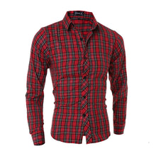 Mens Luxury Casual Slim Fit Dress Shirts Long Sleeve Plaid Shirt Long Sleeves Cotton Shirts 1STL ELY