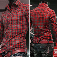 Mens Luxury Casual Slim Fit Dress Shirts Long Sleeve Plaid Shirt Long Sleeves Cotton Shirts 1STL ELY