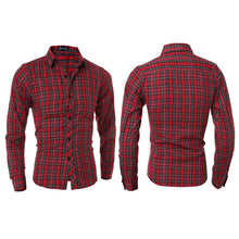 Mens Luxury Casual Slim Fit Dress Shirts Long Sleeve Plaid Shirt Long Sleeves Cotton Shirts 1STL ELY