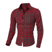 Mens Luxury Casual Slim Fit Dress Shirts Long Sleeve Plaid Shirt Long Sleeves Cotton Shirts 1STL ELY