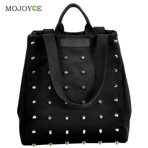Fasion Rivet Women Bag Bolsas Retro Balck Canvas Shoulder Bags Handbags Women Famous Brands Tote Clutch Bolsa Feminina ELY