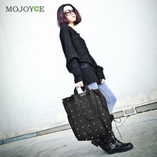 Fasion Rivet Women Bag Bolsas Retro Balck Canvas Shoulder Bags Handbags Women Famous Brands Tote Clutch Bolsa Feminina ELY