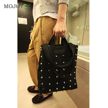 Fasion Rivet Women Bag Bolsas Retro Balck Canvas Shoulder Bags Handbags Women Famous Brands Tote Clutch Bolsa Feminina ELY