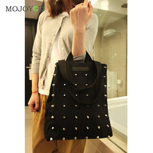 Fasion Rivet Women Bag Bolsas Retro Balck Canvas Shoulder Bags Handbags Women Famous Brands Tote Clutch Bolsa Feminina ELY