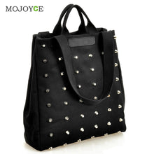 Fasion Rivet Women Bag Bolsas Retro Balck Canvas Shoulder Bags Handbags Women Famous Brands Tote Clutch Bolsa Feminina ELY