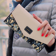 Ladies Long Flower Portfolio Envelope Wallet Purse Slots Holder Snap Button Hasp Long Purses Po Slot 1STL ELY