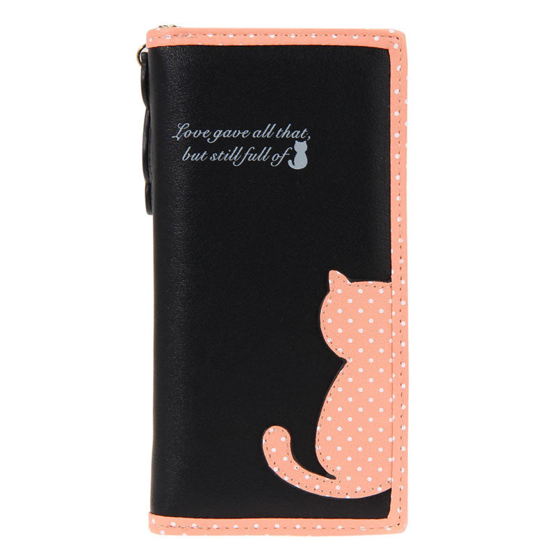 Women Lady Cute Cat Clutch Long Purse Wallet Card Holder Mobile Bag 6 Colors 1STL ELY